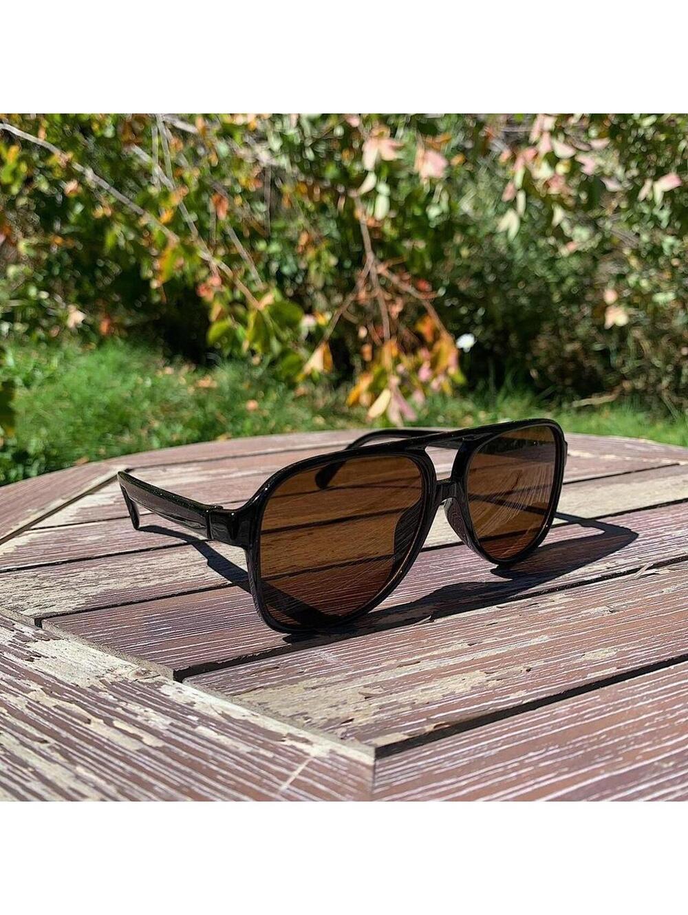 Vintage 90s y2k style unique retro square rounded shaped brown lenses sunglasses - Picture 2 of 7